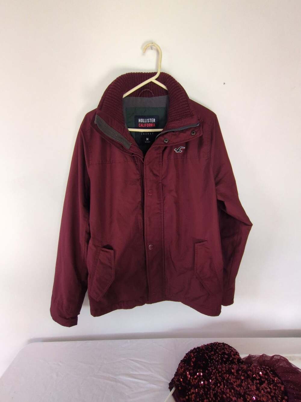 Hollister California All Weather Jacket Burgundy Medium